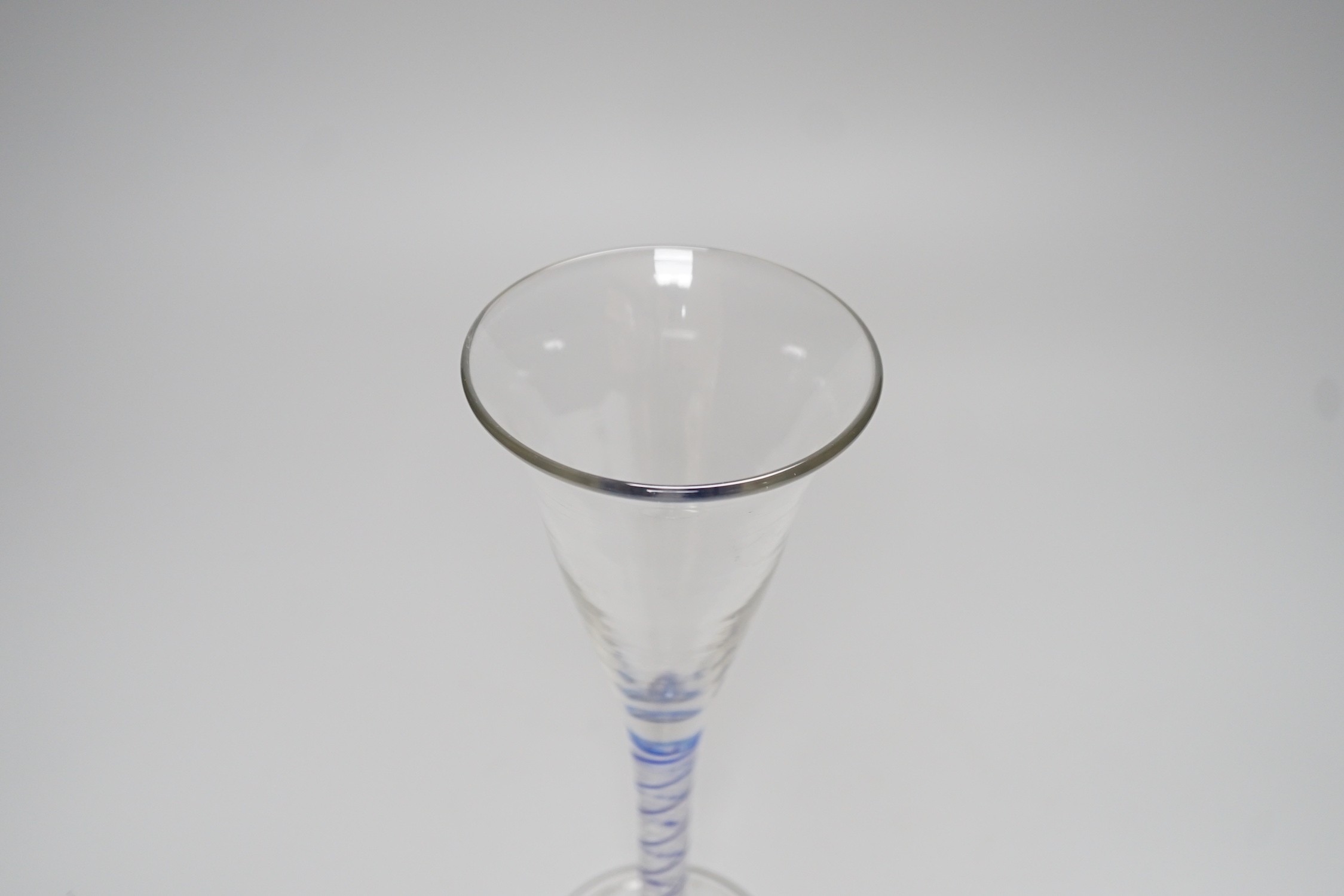 A Dutch colour twist stem wine glass, c.1900, 21.5cm